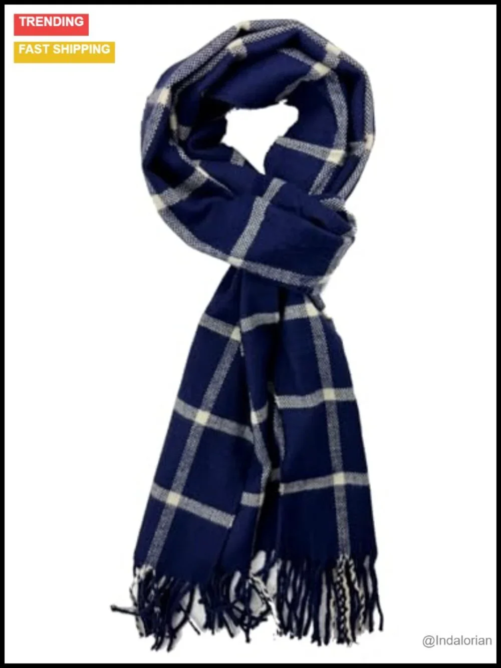 Super Soft Cashmere Feel Winter Scarf, Plaid Check, Tassel Fringe, Cold Weather